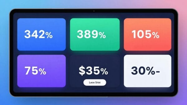 A sleek, high-tech digital dashboard displaying five distinct subscription tiers with vibrant colors, modern UI elements, and clear price tags for a marketing platform.
