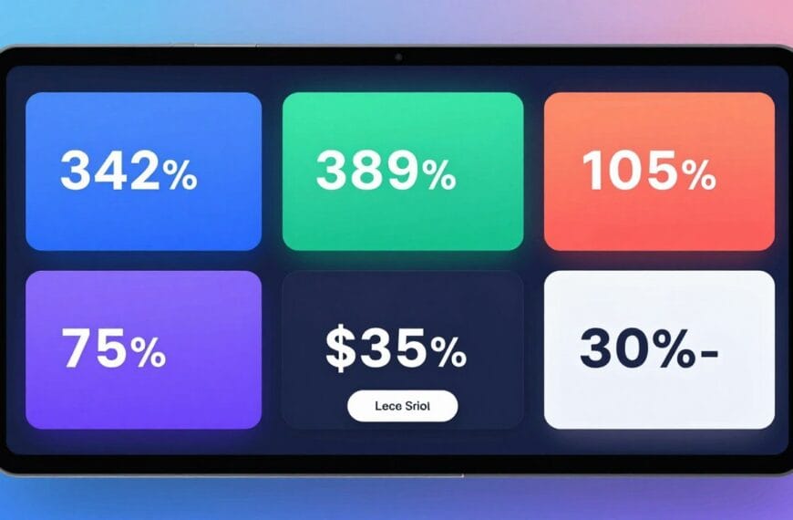A sleek, high-tech digital dashboard displaying five distinct subscription tiers with vibrant colors, modern UI elements, and clear price tags for a marketing platform.
