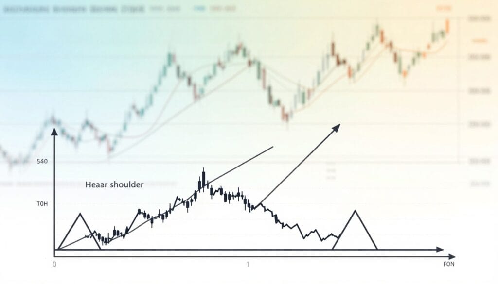 A visually engaging illustration of common chart patterns in stock trading for beginners, featuring well-defined and recognizable patterns like head and shoulders, double tops, triangles, and flags. The foreground showcases a clean, detailed diagram of these patterns, annotated with arrows and lines to enhance clarity. In the middle ground, subtle grid lines and a faint candle chart overlay create a sense of depth, while the background includes a soft gradient representing stock market data, evoking a professional atmosphere. The lighting is bright and evenly distributed, mimicking natural light to ensure readability. The overall mood is educational and inspiring, aimed at encouraging learning and comprehension of technical analysis concepts. A visually engaging illustration of common chart patterns in stock trading for beginners, featuring well-defined and recognizable patterns like head and shoulders, double tops, triangles, and flags. The foreground showcases a clean, detailed diagram of these patterns, annotated with arrows and lines to enhance clarity. In the middle ground, subtle grid lines and a faint candle chart overlay create a sense of depth, while the background includes a soft gradient representing stock market data, evoking a professional atmosphere. The lighting is bright and evenly distributed, mimicking natural light to ensure readability. The overall mood is educational and inspiring, aimed at encouraging learning and comprehension of technical analysis concepts.